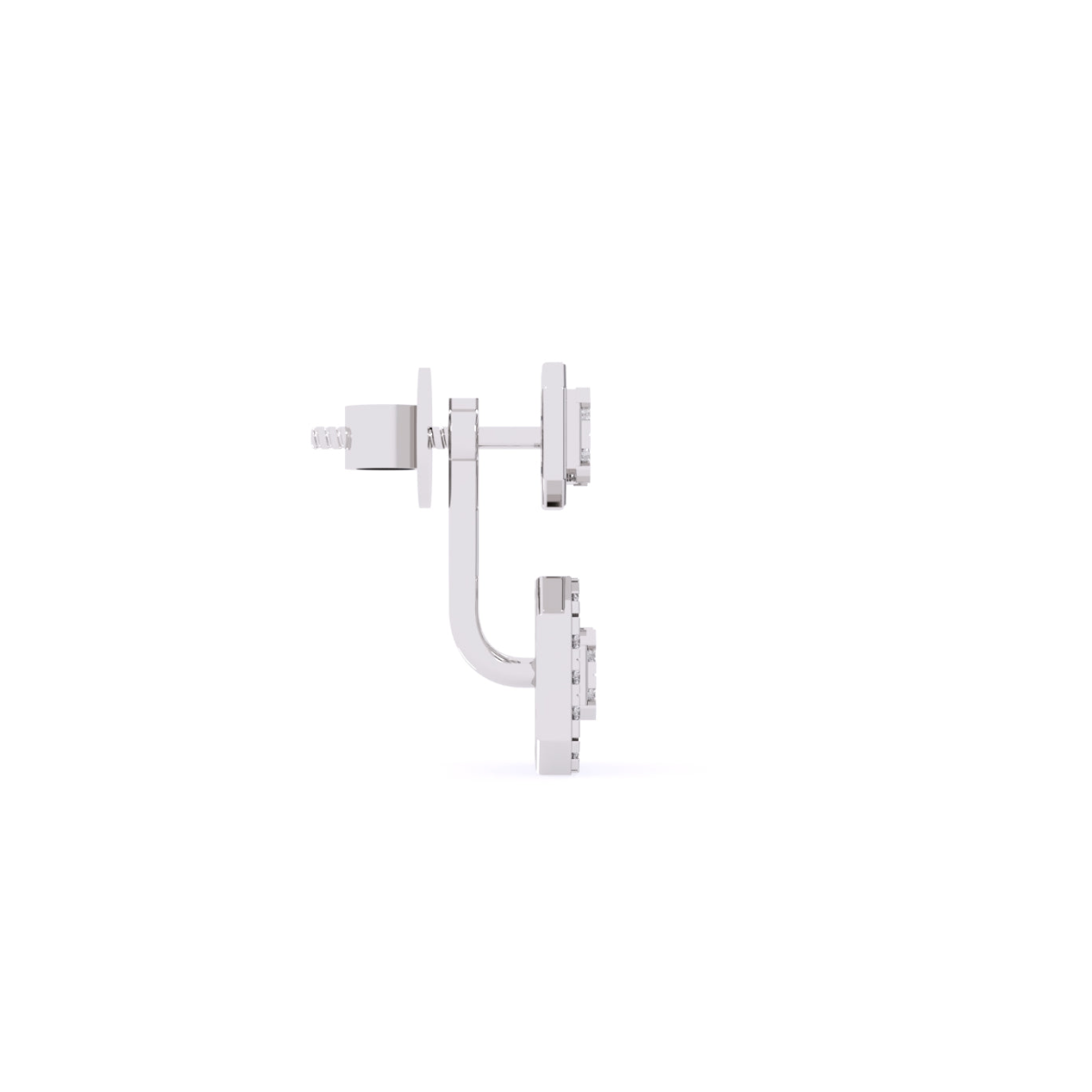 Round Squre Type Lab Grown Diamond Bridal Drop Earrings